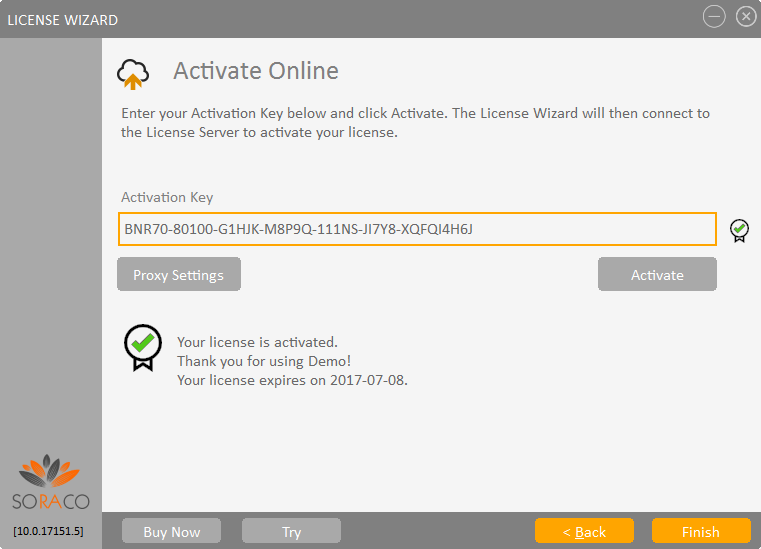 QLM License Wizard – Online Activation - Soraco Technologies